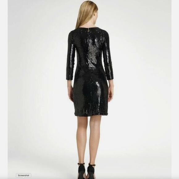 Tory Burch Black Sequin Shift Dress XS Elegant Evening Cocktail NWT - Picture 7 of 9